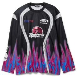 A Bathing Ape Flame Pattern Multilogo Relaxed Fit Football Jersey