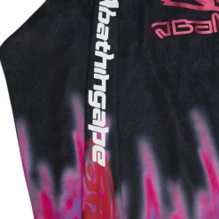 A Bathing Ape Flame Pattern Multilogo Relaxed Fit Football Jersey
