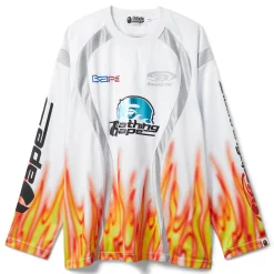 A Bathing Ape Flame Pattern Multilogo Relaxed Fit Football Jersey