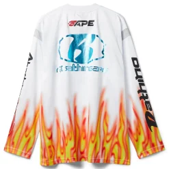 A Bathing Ape Flame Pattern Multilogo Relaxed Fit Football Jersey