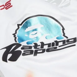 A Bathing Ape Flame Pattern Multilogo Relaxed Fit Football Jersey