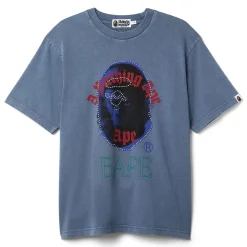 A Bathing Ape Garment Dye Rhinestone Ape Head Relaxed Fit Tee