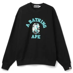 A Bathing Ape Map Camo College Relax Fit Crewneck Sweatshirt