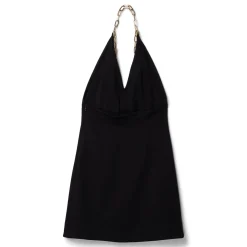 AREA Chain Plate Halter Mini Dress