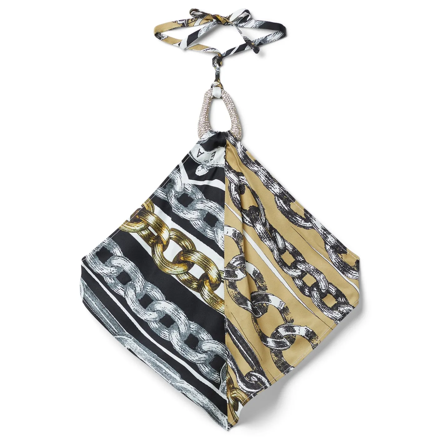 AREA Chain Printed Crystal Link Handkerchief Top