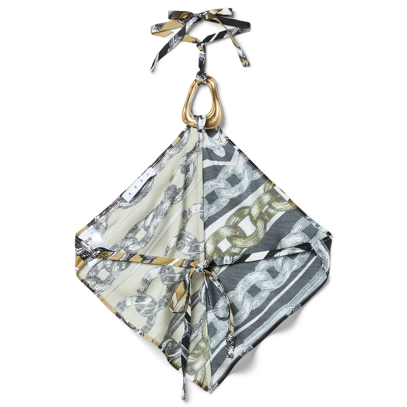 AREA Chain Printed Crystal Link Handkerchief Top