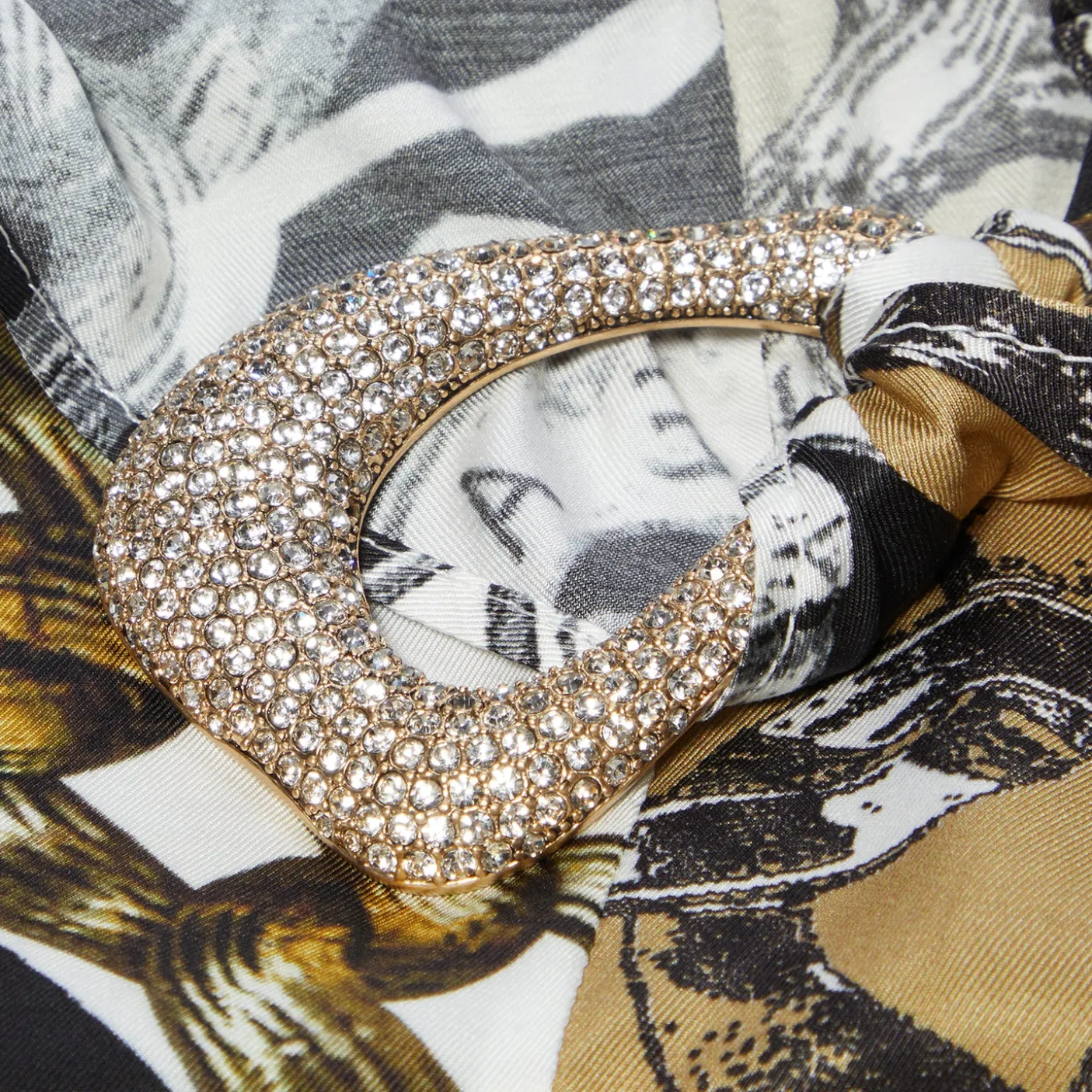 AREA Chain Printed Crystal Link Handkerchief Top