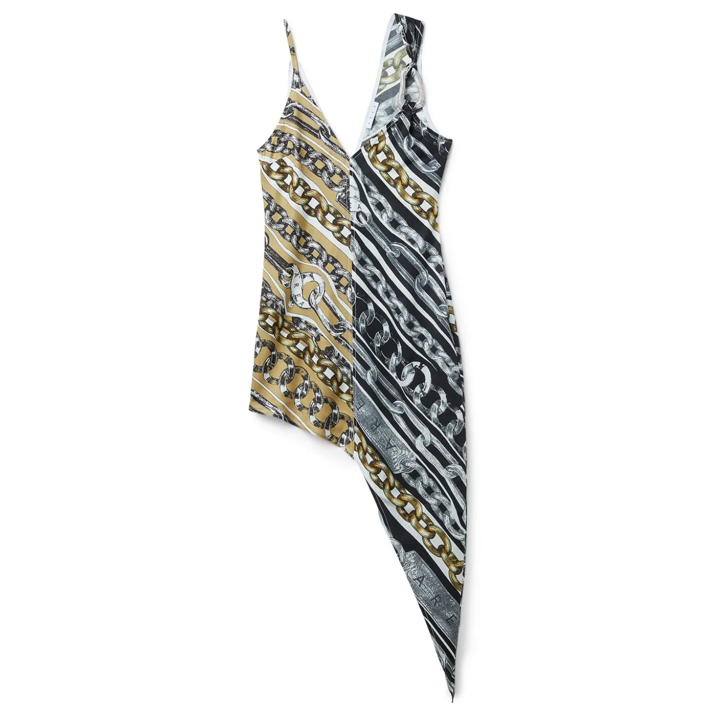 AREA Chain Printed Crystal Link Slip Dress