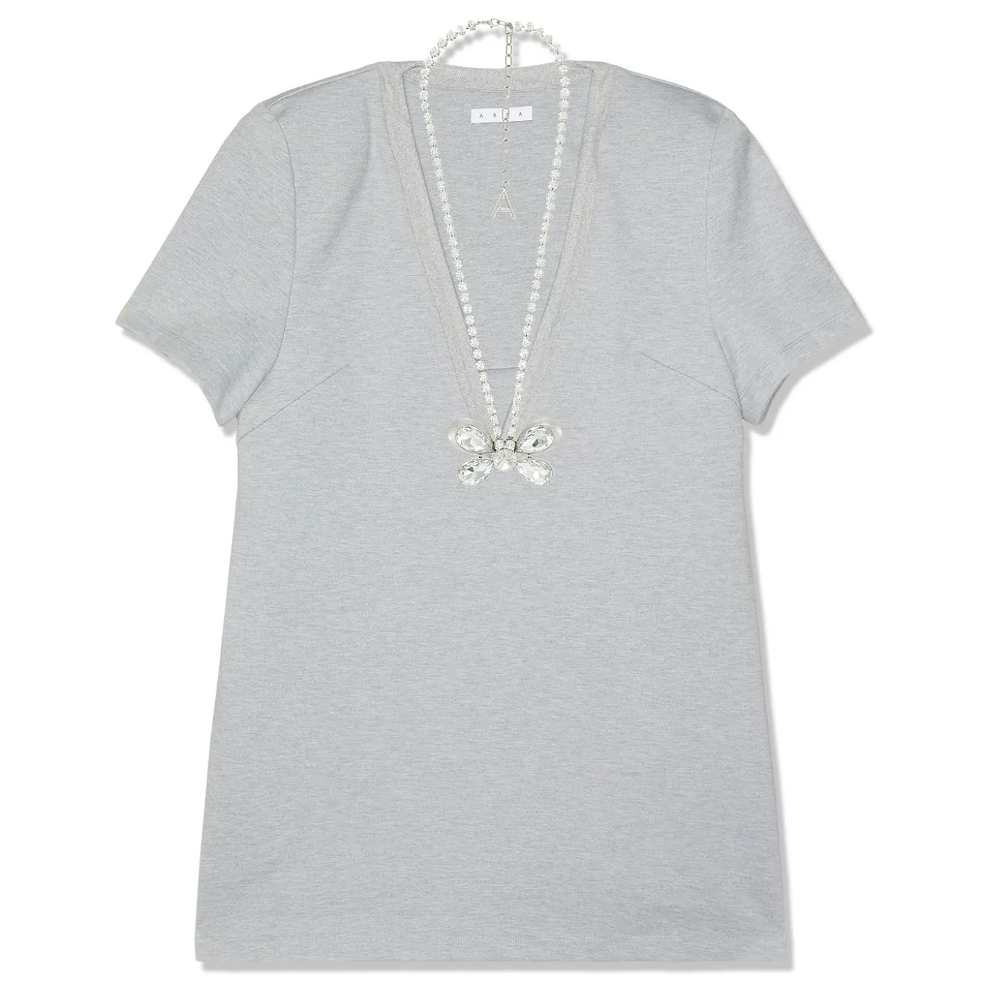 AREA Crystal Butterfly V-Neck T-Shirt Dress