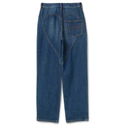 AREA Crystal Button Studded Slit Jean