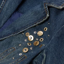 AREA Crystal Button Studded Blazer Dress