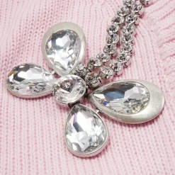 AREA Crystal Embellished Butterfly Cardigan