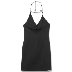 AREA Crystal Halter Mini Dress
