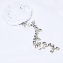 AREA Crystal Rosette Cropped T-Shirt