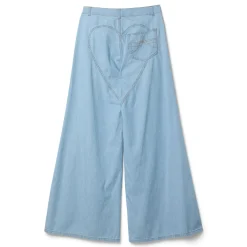 AREA Crystal Rosette Wide Leg Jean