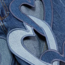 AREA Heart Cutout Wide Leg Jeans