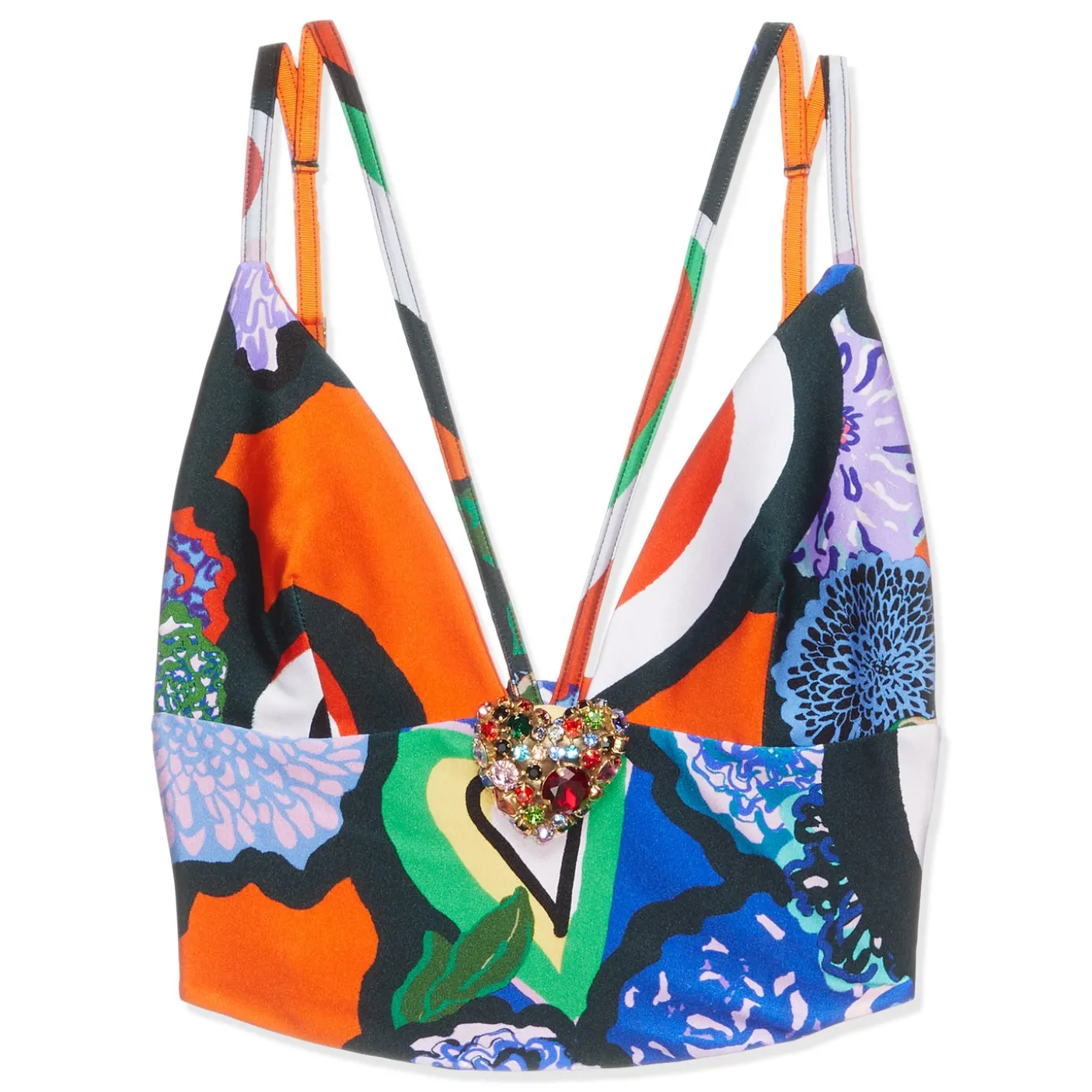 AREA Heart Printed Bustier Top
