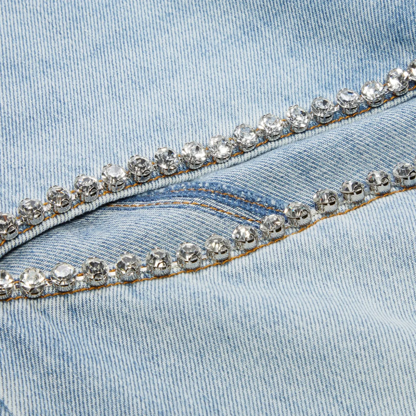AREA Wide Leg Crystal Slit Jean