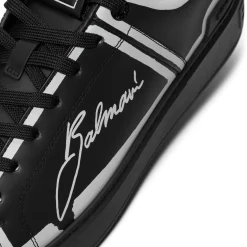 Balmain B-Court-Printed Balmain Calfskin