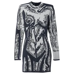 Balmain Body Motif Short Embroidered Bodycon Dress