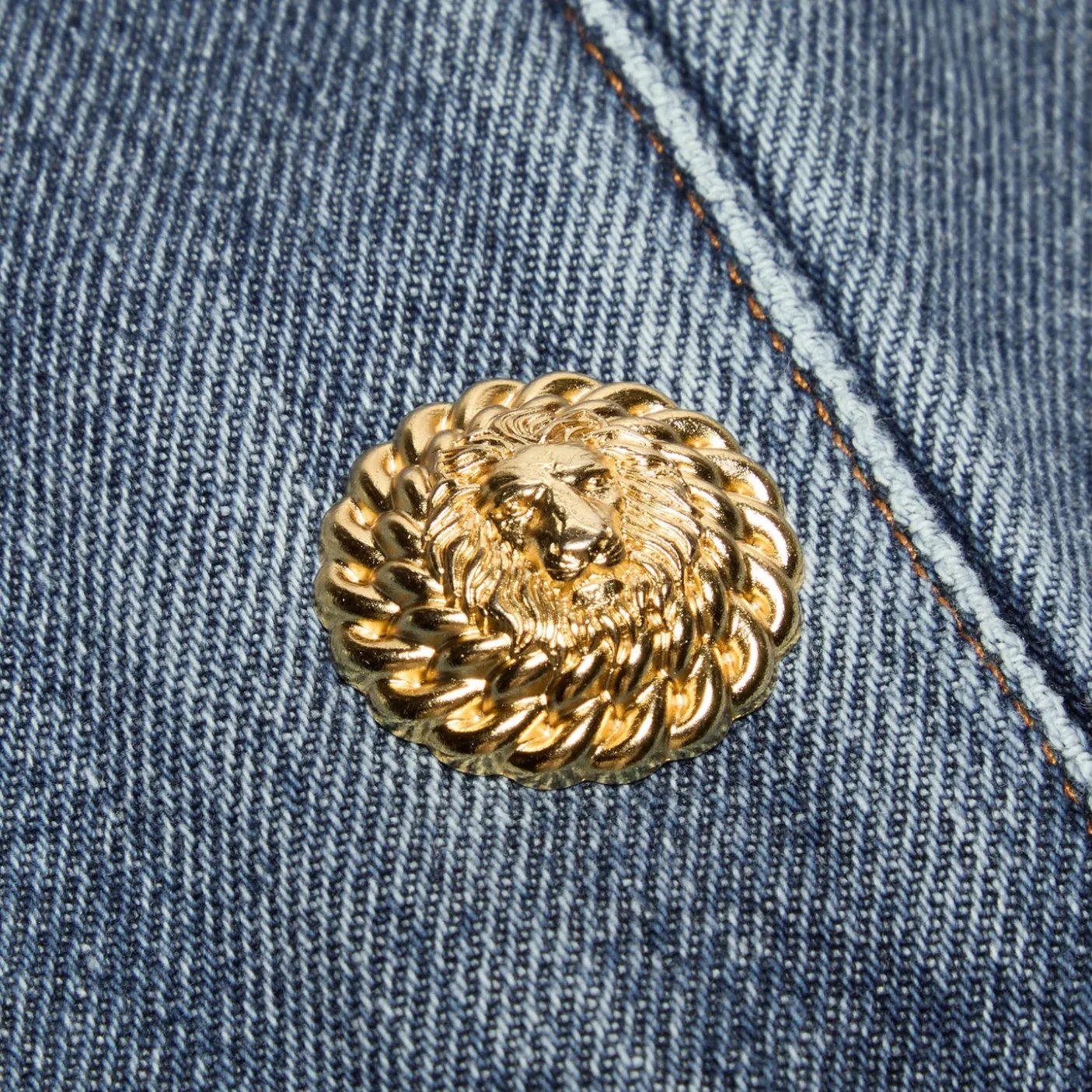Balmain Buttoned Denim Tulip Short Skirt