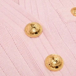 Balmain Buttoned Knit Long Sleeve Mini Dress
