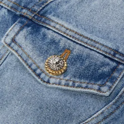 Balmain Buttoned Light Blue Ruffled Denim Jacket