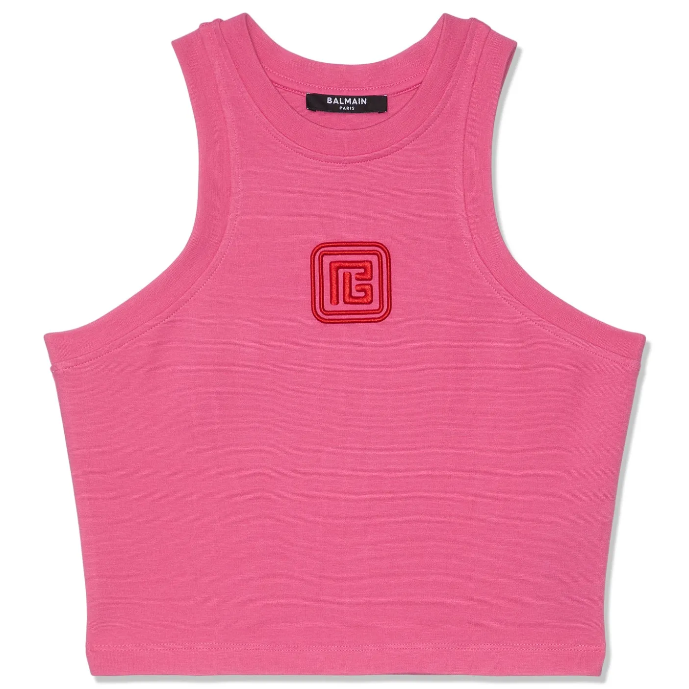 Balmain Cropped Retro PB Embroidered Tank Top