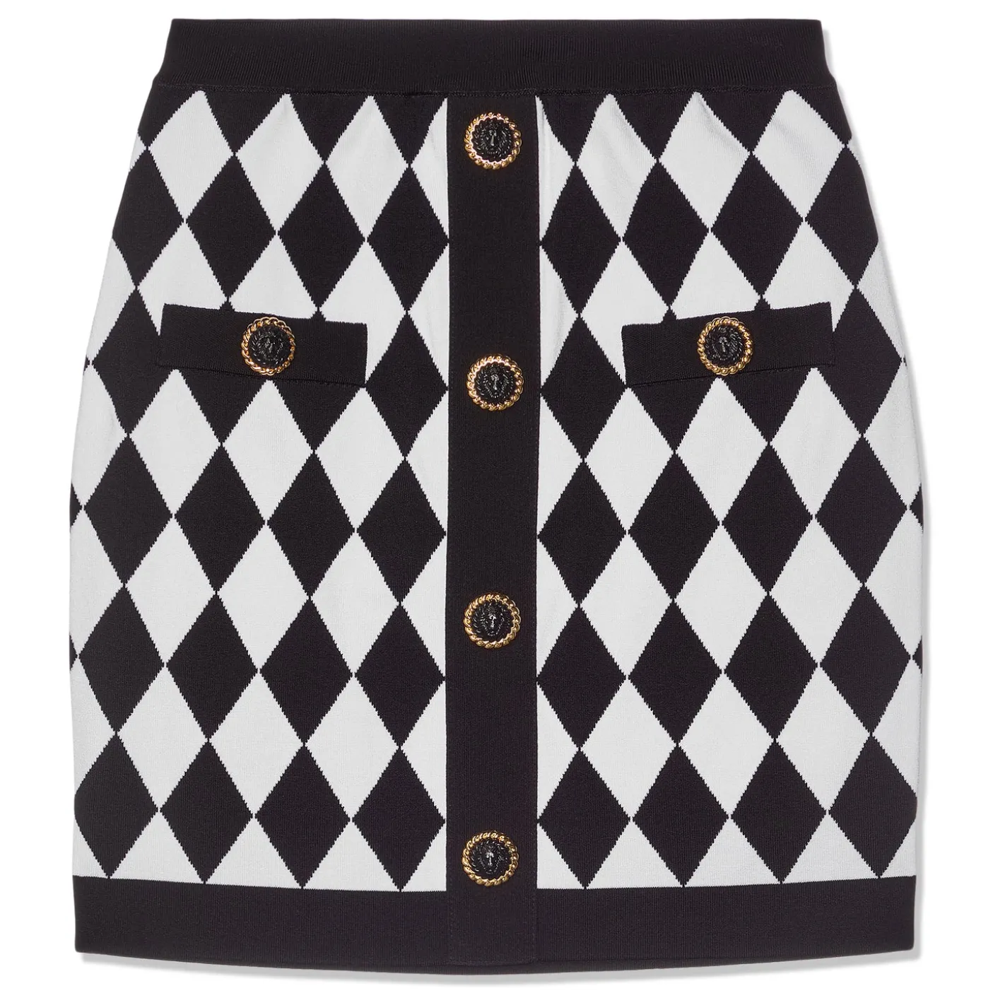 Balmain Diamond Jacquard Knit Mini Skirt