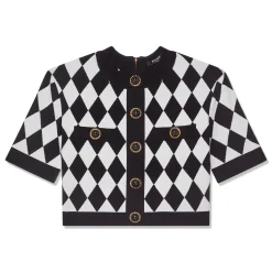 Balmain Diamond Jacquard Cropped Knit Top