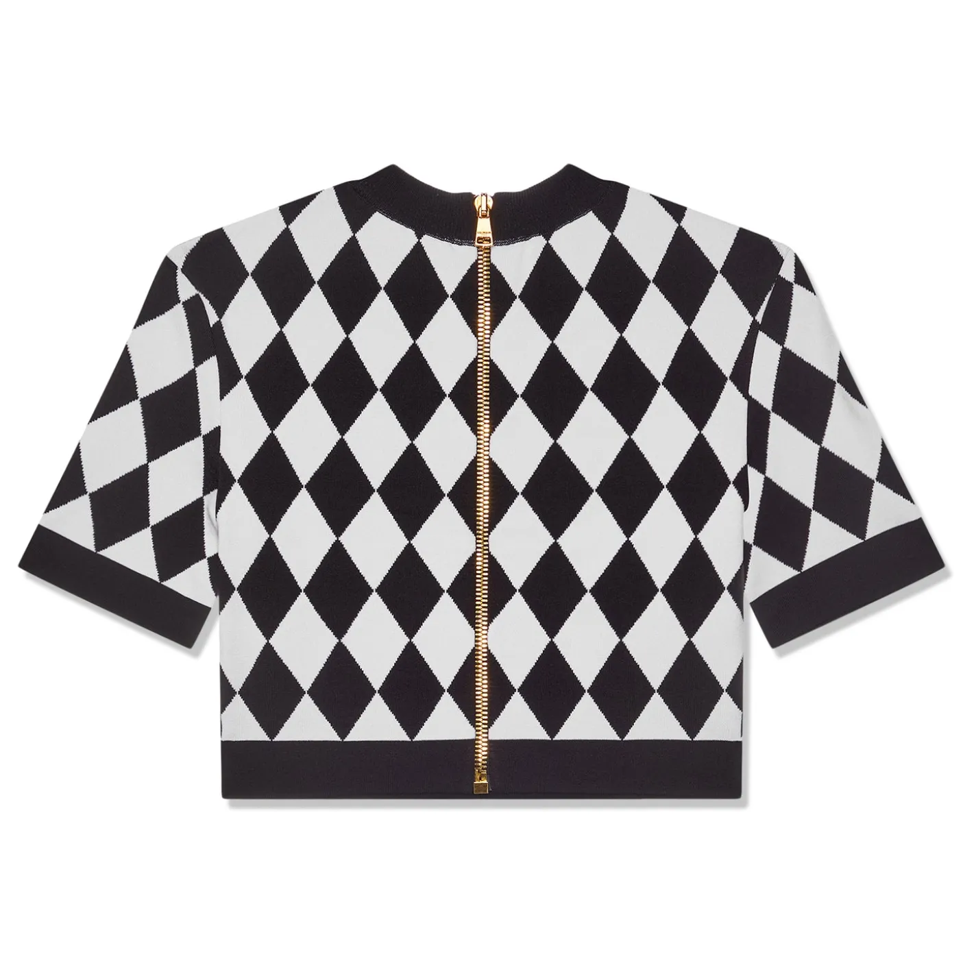 Balmain Diamond Jacquard Cropped Knit Top
