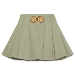 Balmain Escargot Belted Flare Short Skirt