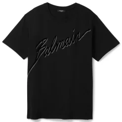 Balmain Flocked Letter Logo T-Shirt