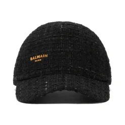 Balmain Logo Embellished Tweed Cap