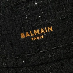 Balmain Logo Embellished Tweed Cap
