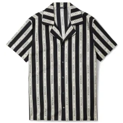 Balmain Logo Ribbon Jacquard Short Sleeve Shirt