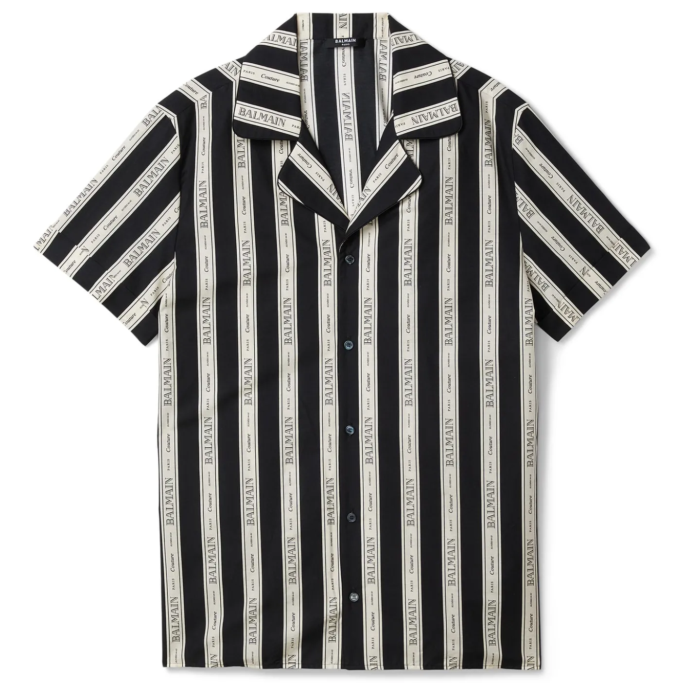 Balmain Logo Ribbon Jacquard Short Sleeve Shirt
