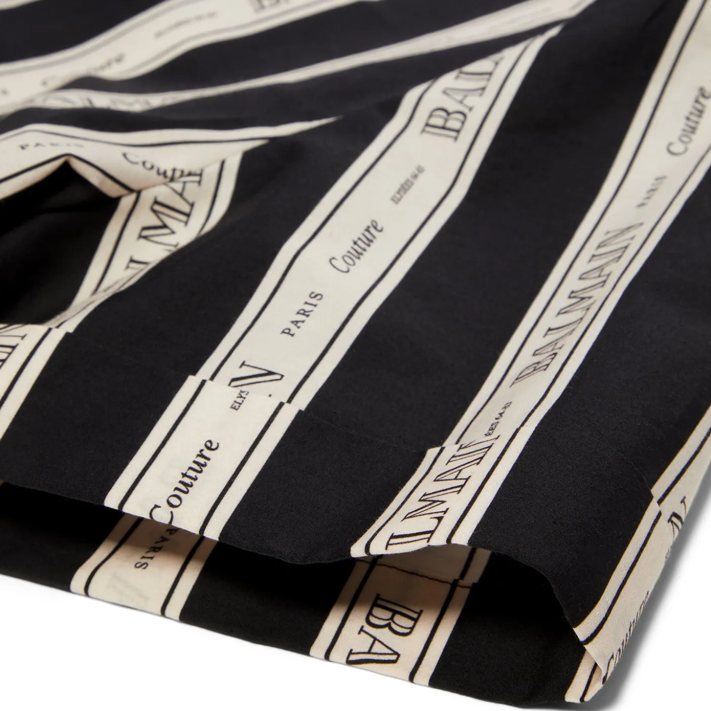 Balmain Logo Ribbon Jacquard Short Sleeve Shirt