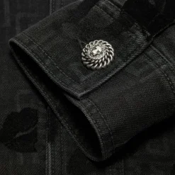 Balmain Monogram & Flock Kiss Denim Jacket