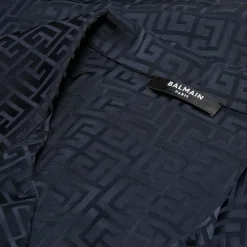 Balmain Monogram Jacquard Satin Pyjama Shirt