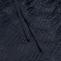 Balmain Monogram Satin Jacquard Straight Pants