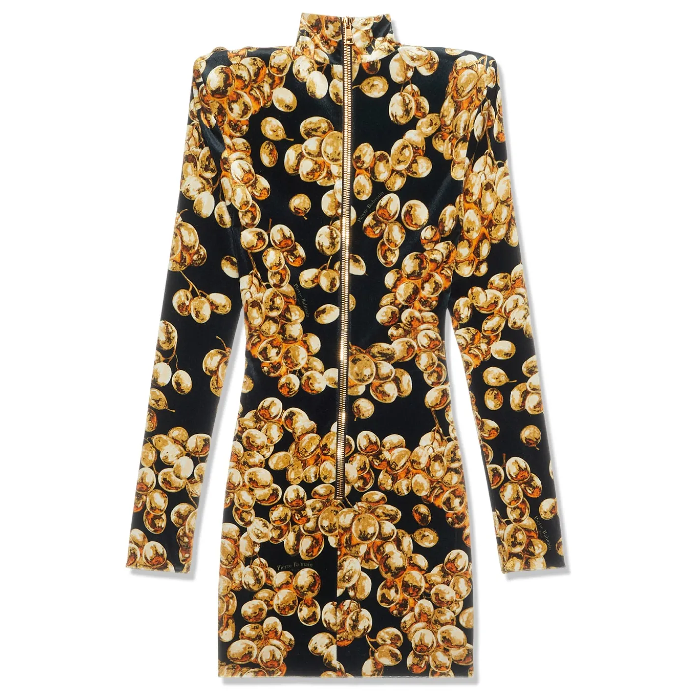 Balmain Short Velvet Dress With Grape Print