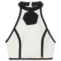 Balmain SL Rose Detail Jersey Top