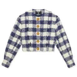 Balmain Tweed Crop Bomber Jacket
