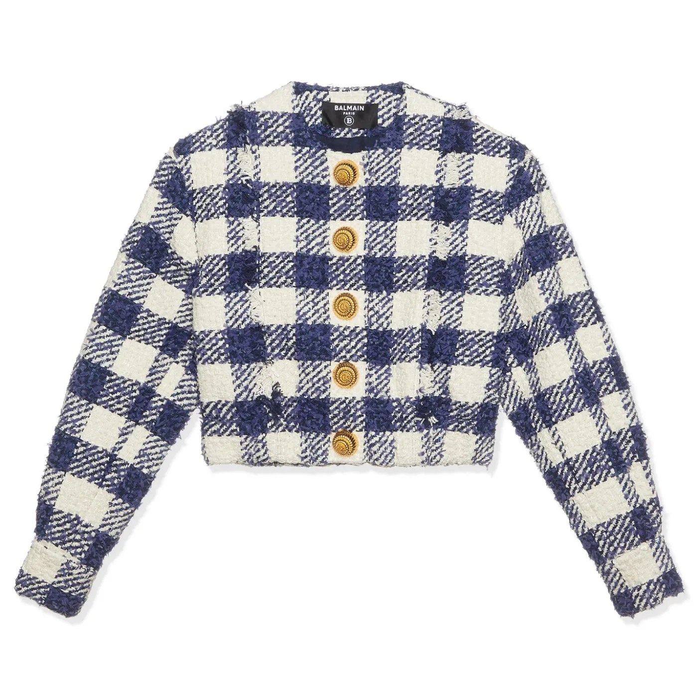 Balmain Tweed Crop Bomber Jacket