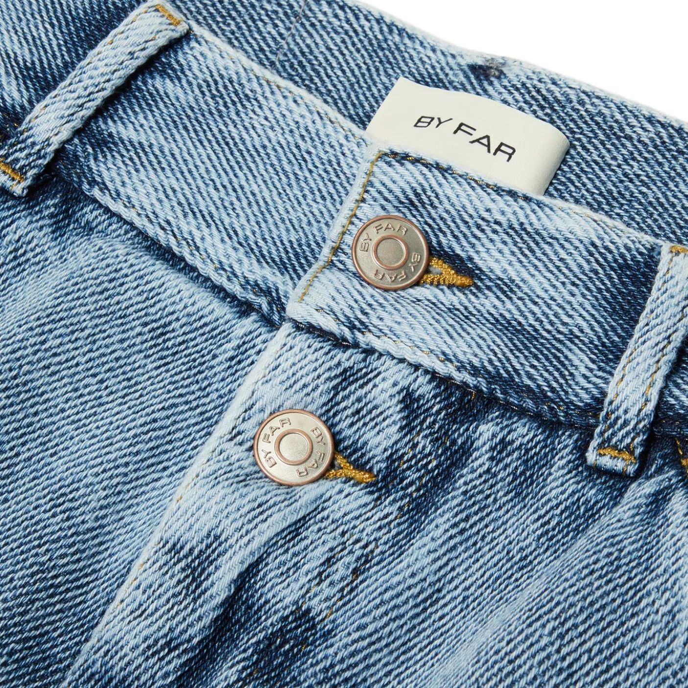 BY FAR D Denim Wide Trouser Stone Wash Distressed Cotton