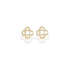 Casablanca Pearl Drop Logo Earrings