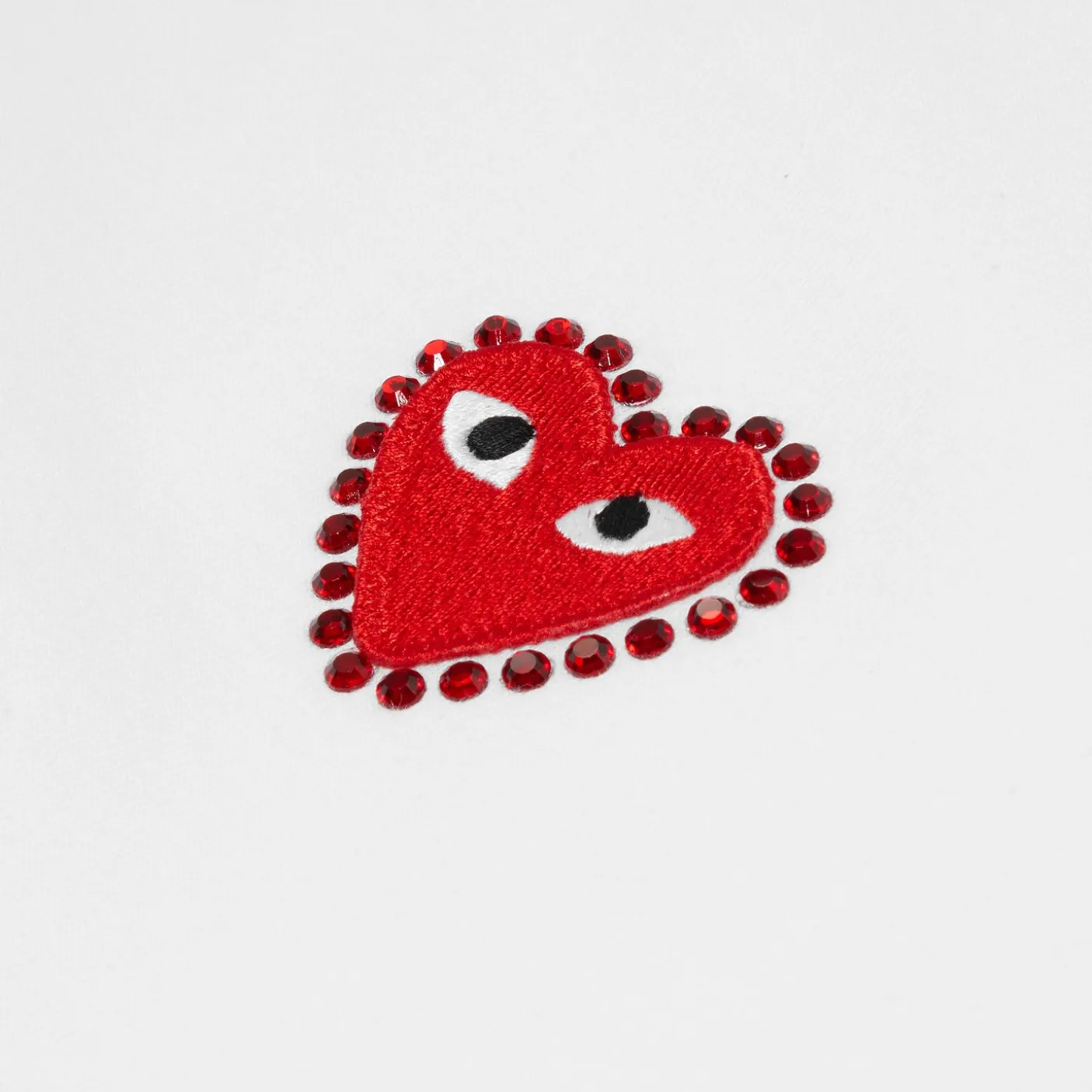 Comme Des Garcons PLAY T-Shirt Rhinestone Emblem Rhinestone Heart