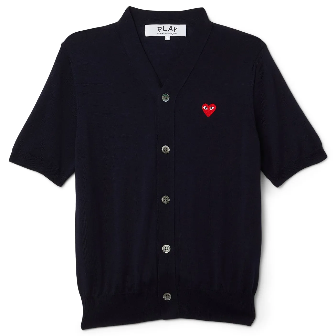 Comme Des Garcons Play V-Neck Cardigan Short Sleeve