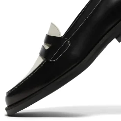 DUKE + DEXTER Wilde Black White Penny Loafer Womens
